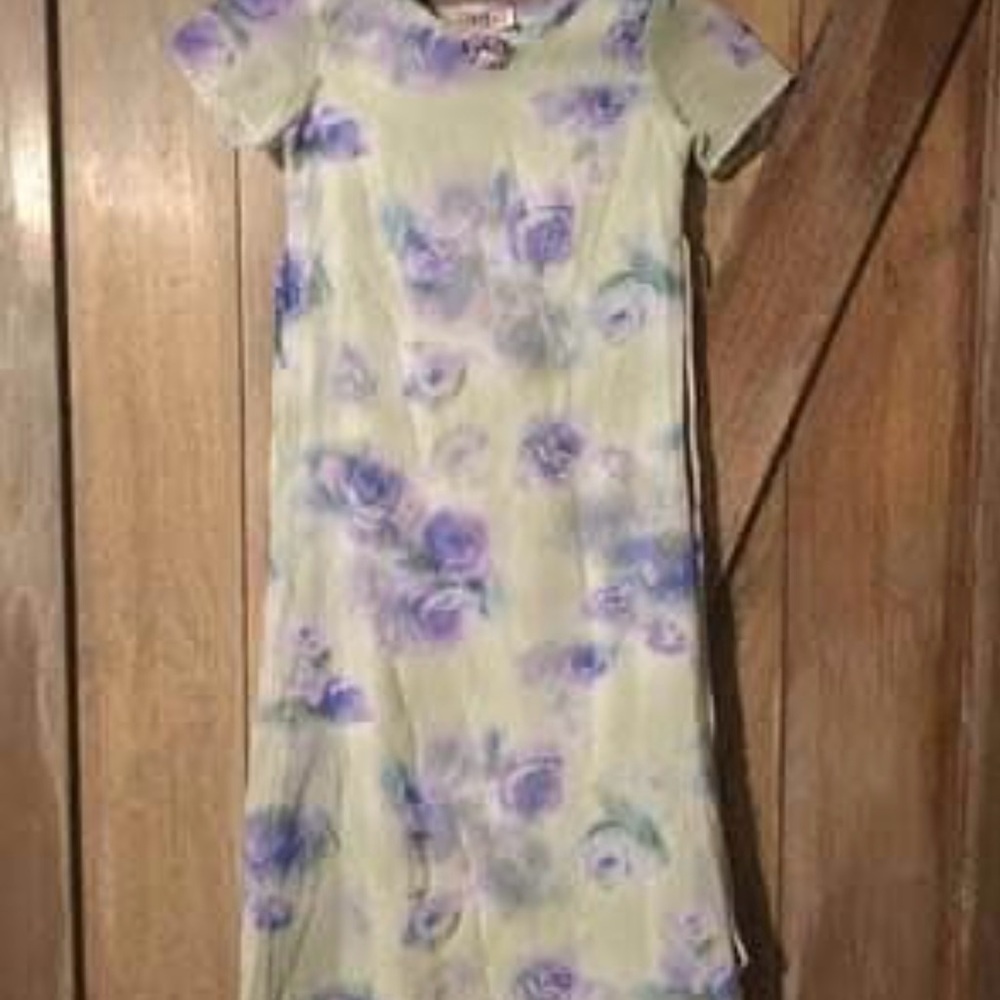 Floral Kids Dress in Purple and Cream